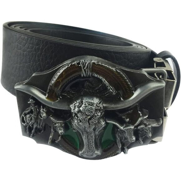 Men Green American Western Nickel Free Cowboy Celtic Vintage Animal Belt Buckle - Picture 7 of 7